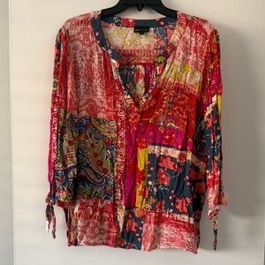 Jones New York Women's Multicolor Patchwork Top